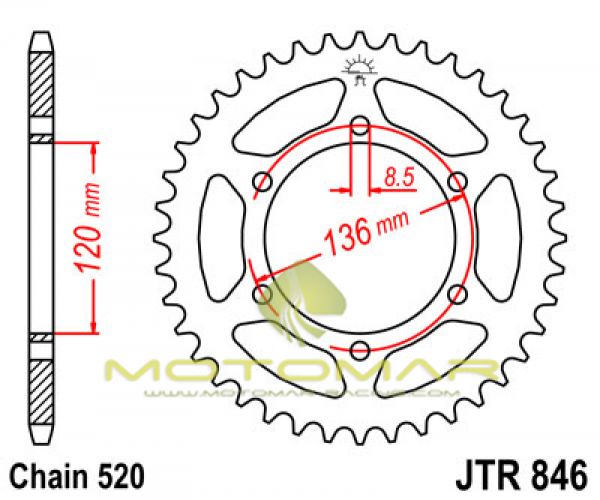 CORONA JT 846 DE ACERO CON 37 DIENTES