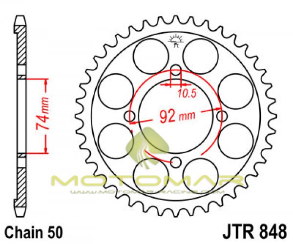 CORONA JT 848 DE ACERO CON 37 DIENTES