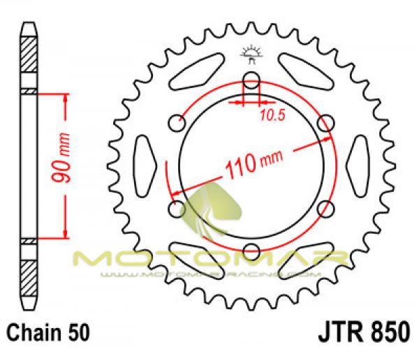 CORONA JT 850 DE ACERO CON 33 DIENTES