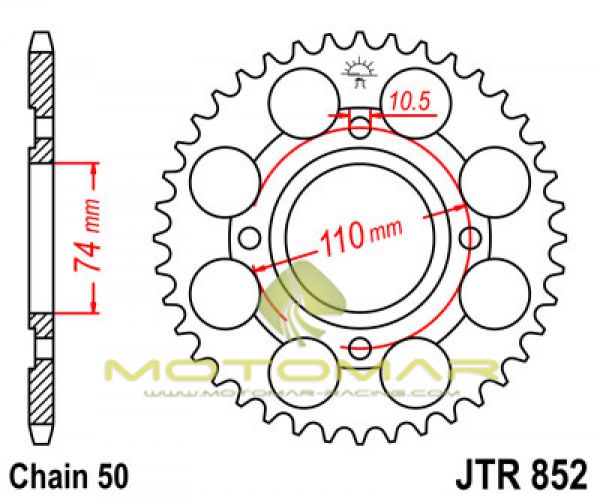 CORONA JT 852 DE ACERO CON 41 DIENTES