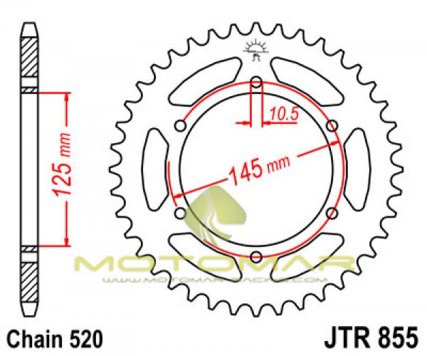 CORONA JT 855 DE ACERO CON 45 DIENTES