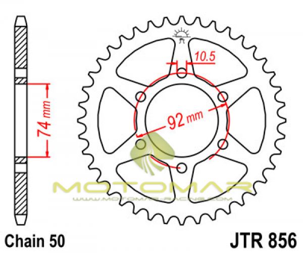 CORONA JT 856 DE ACERO CON 45 DIENTES