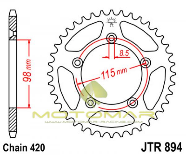 CORONA JT 894 DE ACERO CON 50 DIENTES