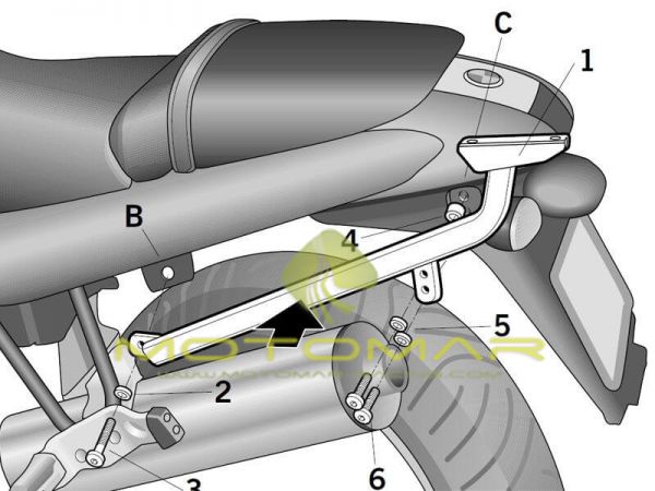 FIJACCION TOP SHAD BMW R850 / BMW R1150R 02